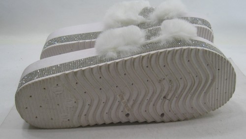 Sandalias BLANCAS PLATEADAS Slip On FURRY 2" PLATAFORMA MUJER Talla 11 - Imagen 8 de 8