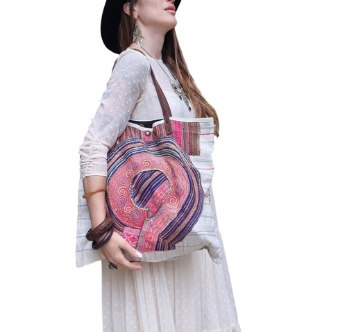 Vintage Hippie LARGE BANJARA BAG Hippie Tote Boho Summer Beach Multicoloured - Picture 11 of 12