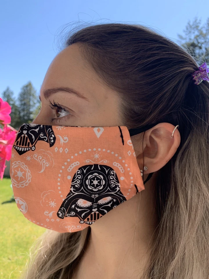 Pink Darth Vader  Handmade 100% Cotton Fabric Face Mask NURSE Star Wars Trilogy - Image 2 of 2