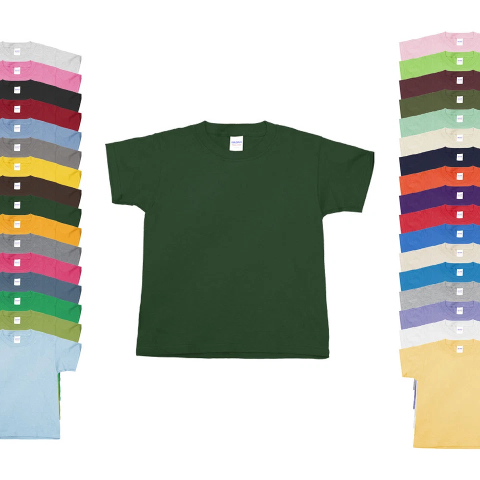 Gildan Kinder T-Shirt HEAVY COTTON YOUTH Einfarbig Rundhals Kurzarm Neu G5000K - Bild 1 von 1