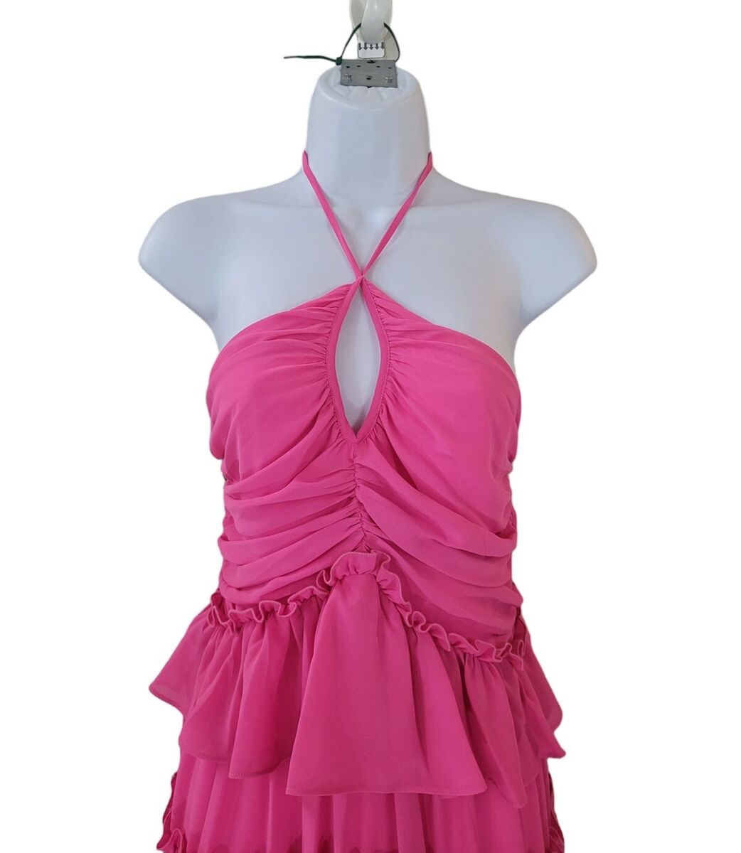 New ONE33 SOCIAL 4 Bright Fuchsia Ruffle Tiered Halter Dress New ONE33 SOCIAL 4 Bright Fuchsia Ruffle Tiered Halter Dress