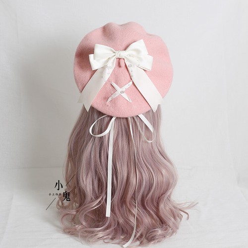 Women Cute Bowknot Long Ribbon Beret 