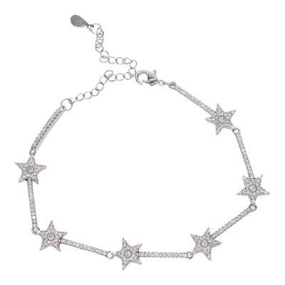 Micro-pavé Tiny Sparkling Stars and Bars Tennis Bracelet 7'' + Extender