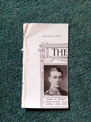 H8-6a  Ephemera 1918 Ww1 Small Picture A Johnson Cambridge Regiment 