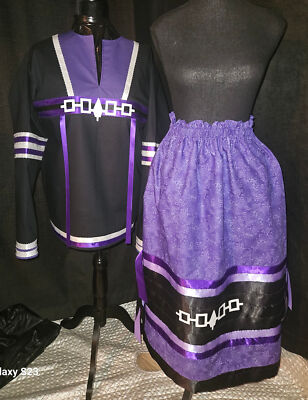 Indigenous Hand Made Black Unity set- ribbon Shirt matching