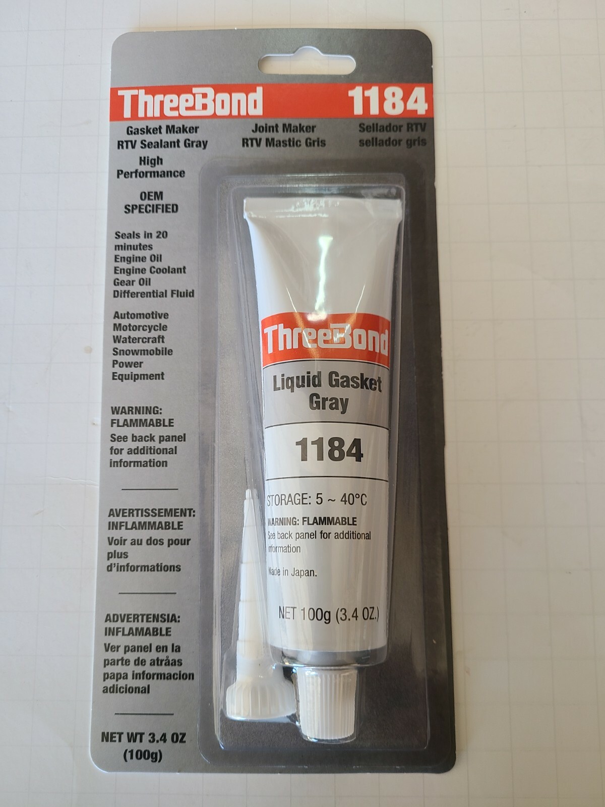 ThreeBond 1184 Liquid Gasket Case Sealer Gray 3.4oz Hondabond Yamabond