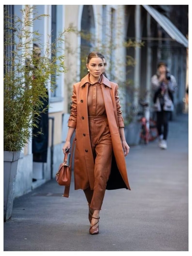 Genuine Leather Trench Coat Long Leather Coat Tan Leather Genuine Leather Trench Coat Long Leather Coat Tan Leather