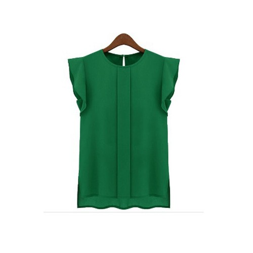 Sleeveless New Womens Chiffon Tops Formal Pullover Tulip Blue TShirt