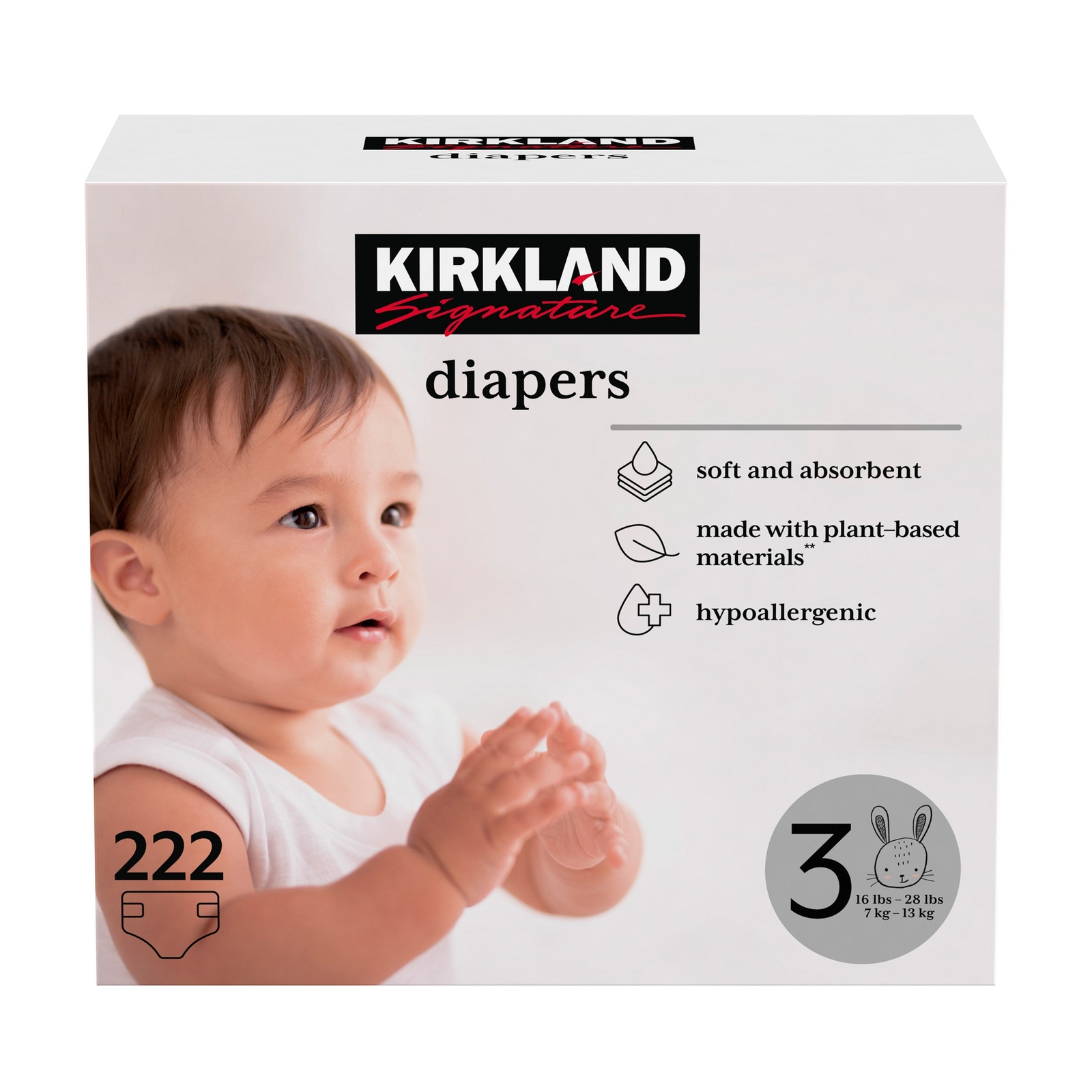 Kirkland Signature Diapers Sizes 36, SOFT, ABSORBENT, Plant Based