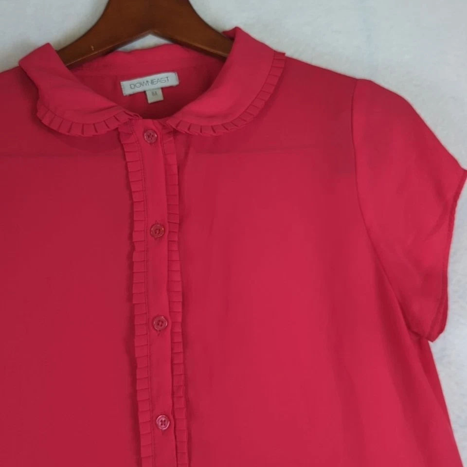 Blusa DownEast Rosa Fucsia Cuadrada con Botones M Foto 3 de 4