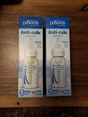 Lot of 2 Dr. Brown's Natural Flow Anti-Colic Baby Bottles, Brand New, 4 oz