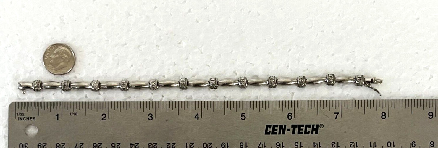Vintage Solid Sterling Silver PANEL BAR LINK 7.75… - image 4