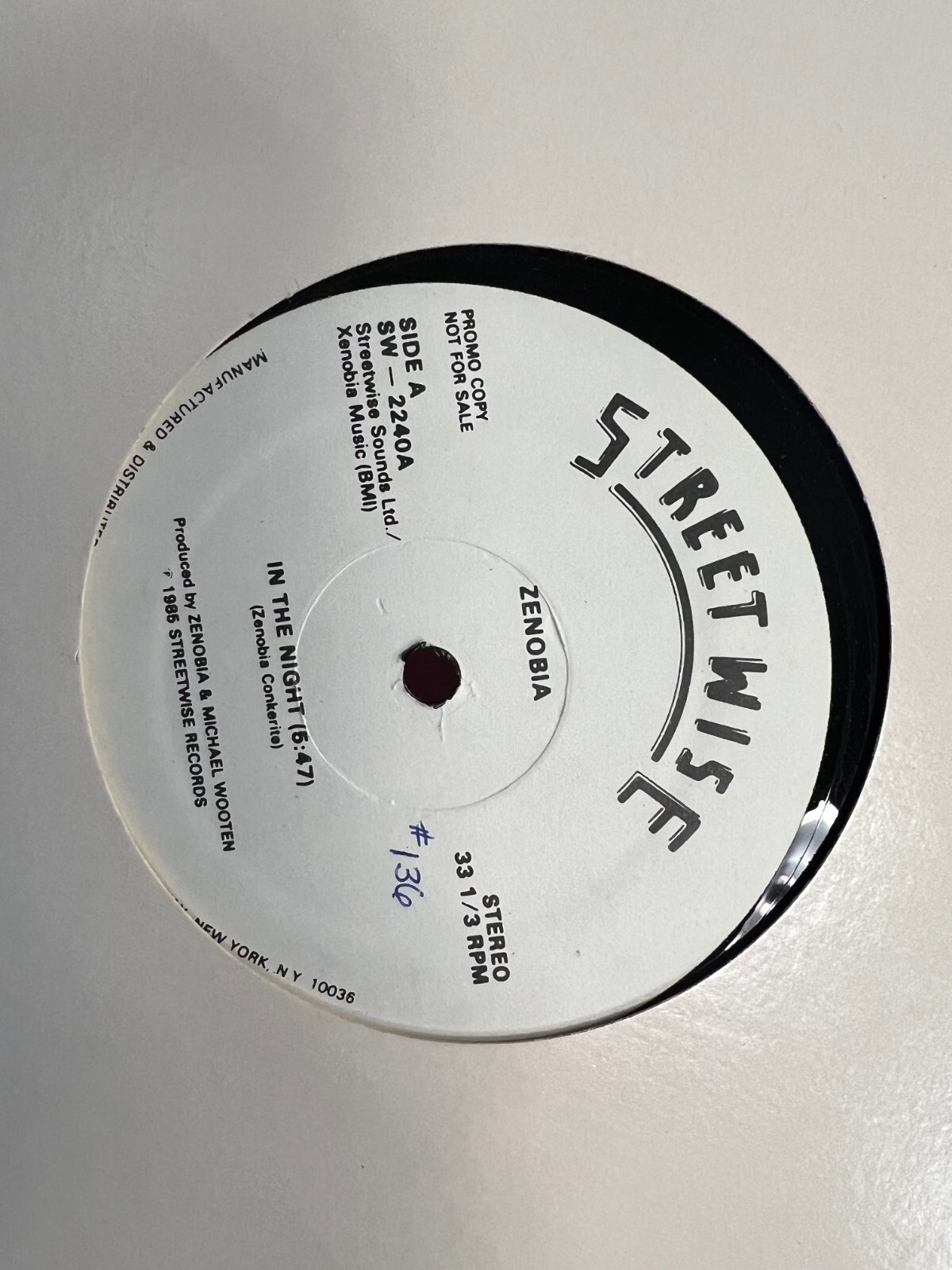 Zenobia In The Night 12" 1985 STREETWISE SW2240 DJ PROMO