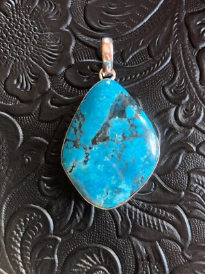 Artisan Made Blue Turquoise Dark Web Matrix Southwest Pendant 2''