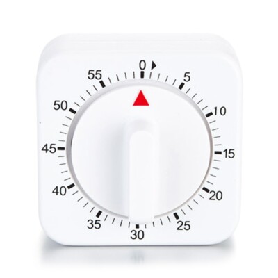 Kitchen Timer 60 Minutes Count Down Alarm Reminder White Square Mechanical Timer