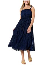 G by Giuliana Women's Tie-Shoulder Woven Midi Dress Navy