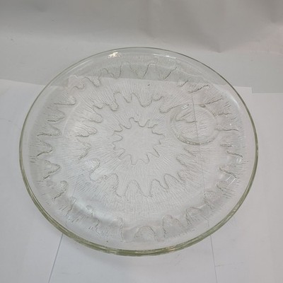 Iittala Ultima Thule Platter Clear Textured Glass 11.5in Tapio Wirkkala