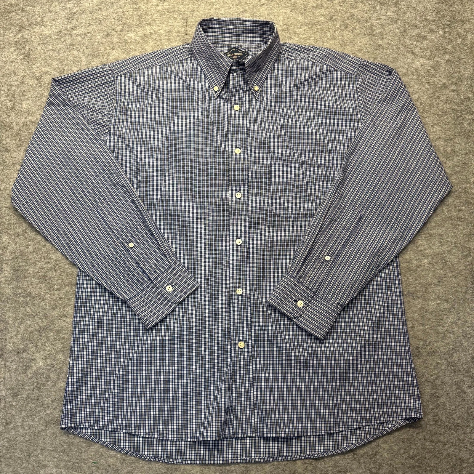 Bills Khakis Men’s L Blue White Plaid Classic Fit Button Down Cotton Blend Shirt