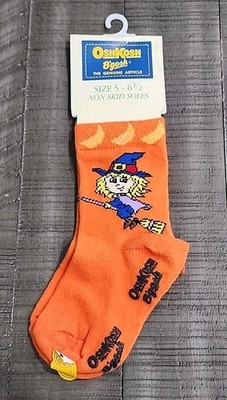 Vintage OshKosh B'gosh Halloween Socks Youth Size 5 - 6 1/2 Non Skid (1997) NEW