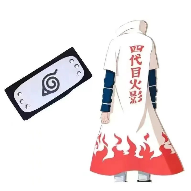 Costume Carnevale Cosplay Minato Naruto shippuden mantello + accessori adulto
