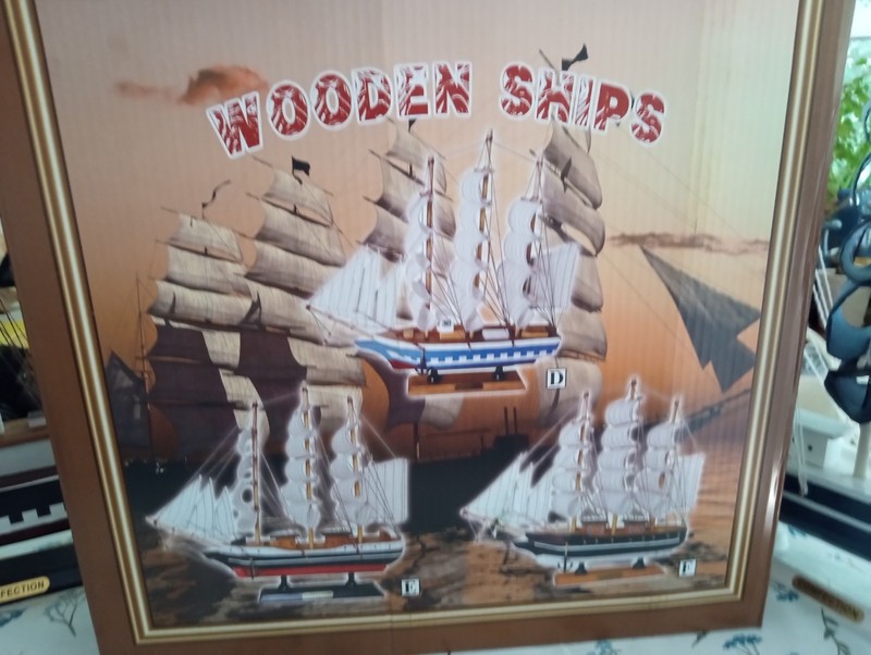 Medium Size Mast Sail Boat Blue  Wood Model Confection