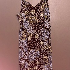 White House Black Market Floral Leopard Midi Dress size 8