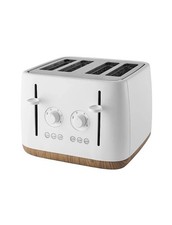 George Home Matt White Scandi 4 Slice Toaster Wood Effect BRAND NEW FREE DELIVER