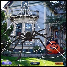 OCATO 200" Spider Web Outdoor + 59" Giant Spider Halloween Decor