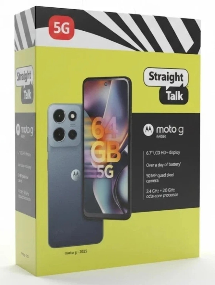 Straight Talk Motorola Moto G 2025 5G 64GB Blue Prepaid Phone