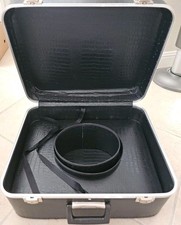 Vintage Stetson Cowboy Hat Case Black Alligator Faux Leather Hardshell Box Trunk
