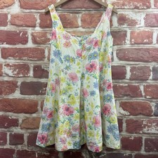 GAP Dress Womens Large Petite Multicolor Garden Floral Linen Blend Sundress