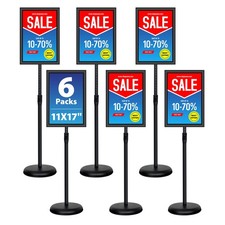 6Packs 11x17 Inch Adjustable Pedestal Poster Sign Stand, Heavy Duty Floor Sta...