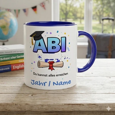 Abi 2026 Tasse mit Name Personalisiert Abitur Geschenk Abschlussprüfung Motivati - Bild 1 von 4