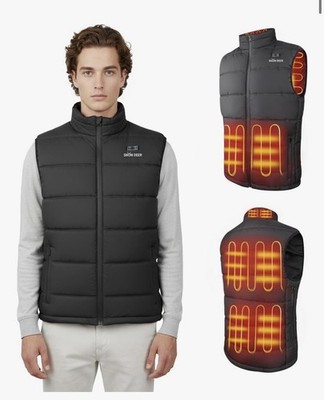 Snow Deer Heated Vest Men s XL With Rechargeable Battery Black
