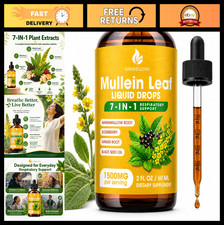 Mullein Leaf Drops 1500mg - 7-in-1 Liquid Extract for Lung Detox Respiratory S