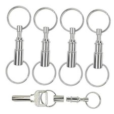 4 Pcs Quick Release Keychain-Detachable Pull Apart Keychain Silver Detachable