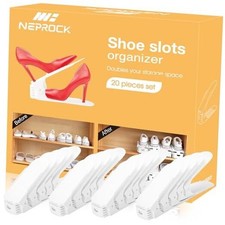 Shoe Slots Organizer Adjustable Shoe Rack Stacker Storage Space 20 Pack White