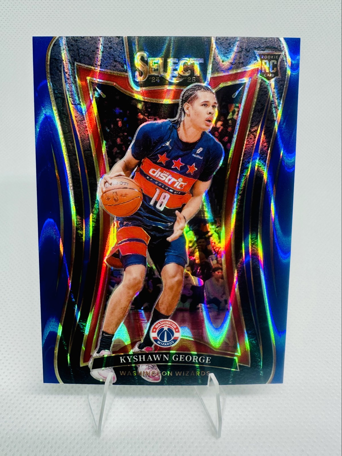 2024-25 Panini Select - Mezzanine Kyshawn George #374 Blue Tectonic Prizm /99 RC