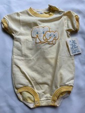 Vintage 80s Carter Baby Outfit NWT Made in USA Yellow Stripe Elephant Bodysuit