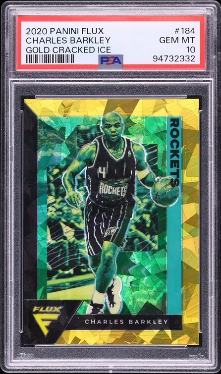 2020 Panini Flux #184 Gold Cracked Ice Prizm /10 Charles Barkley PSA 10 (pop 1)