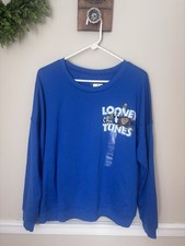 NWT Looney Tunes Womens Size L Blue Sweatshirt Thats All Folks