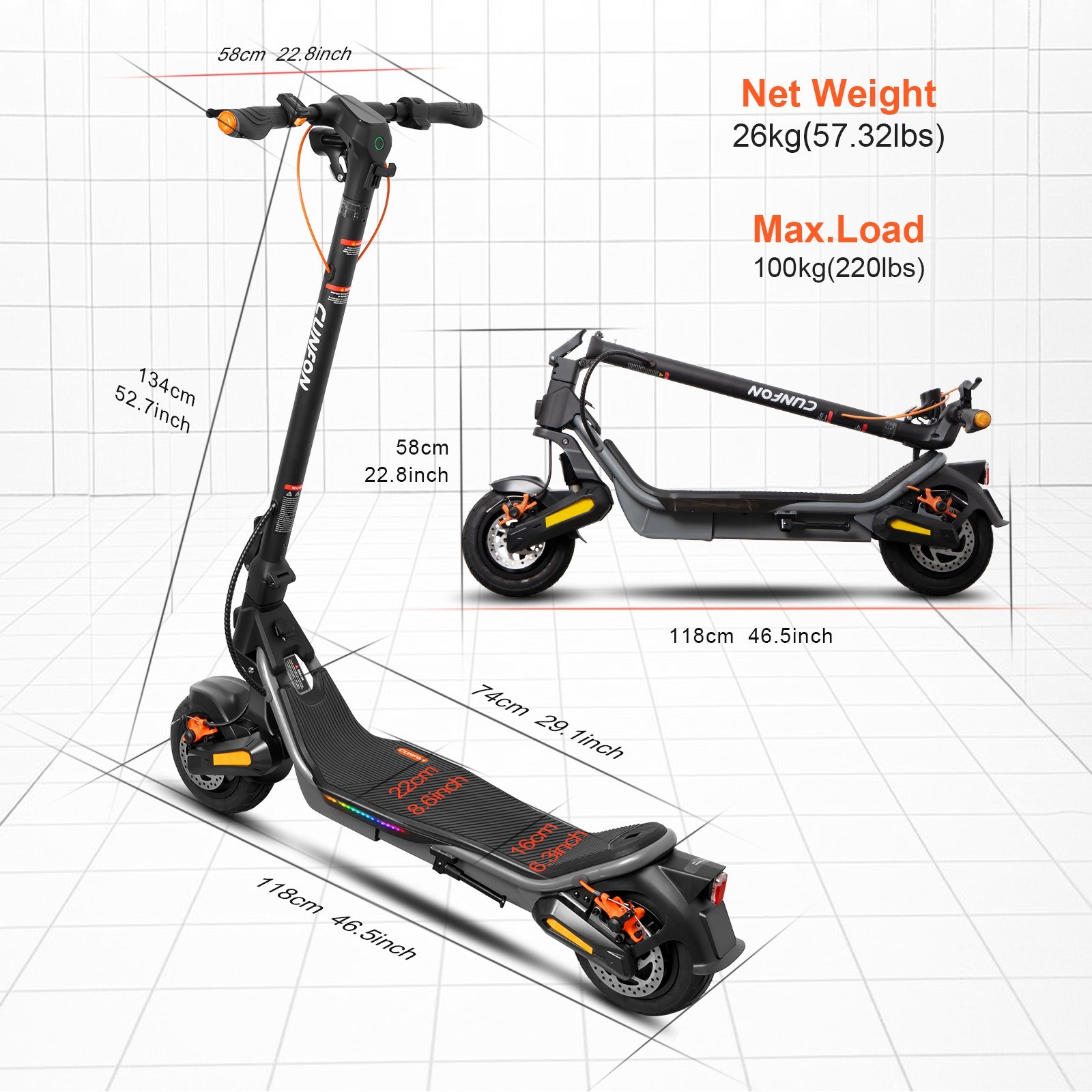 Electric Scooter 1000W Motor 25MPH 25-35Miles 624Wh Battery Fingerprint  Unlock