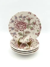 Johnson Bros Rose Chintz - Fruit/ Dessert (Sauce) Bowls 5 1/8”, Set of 4