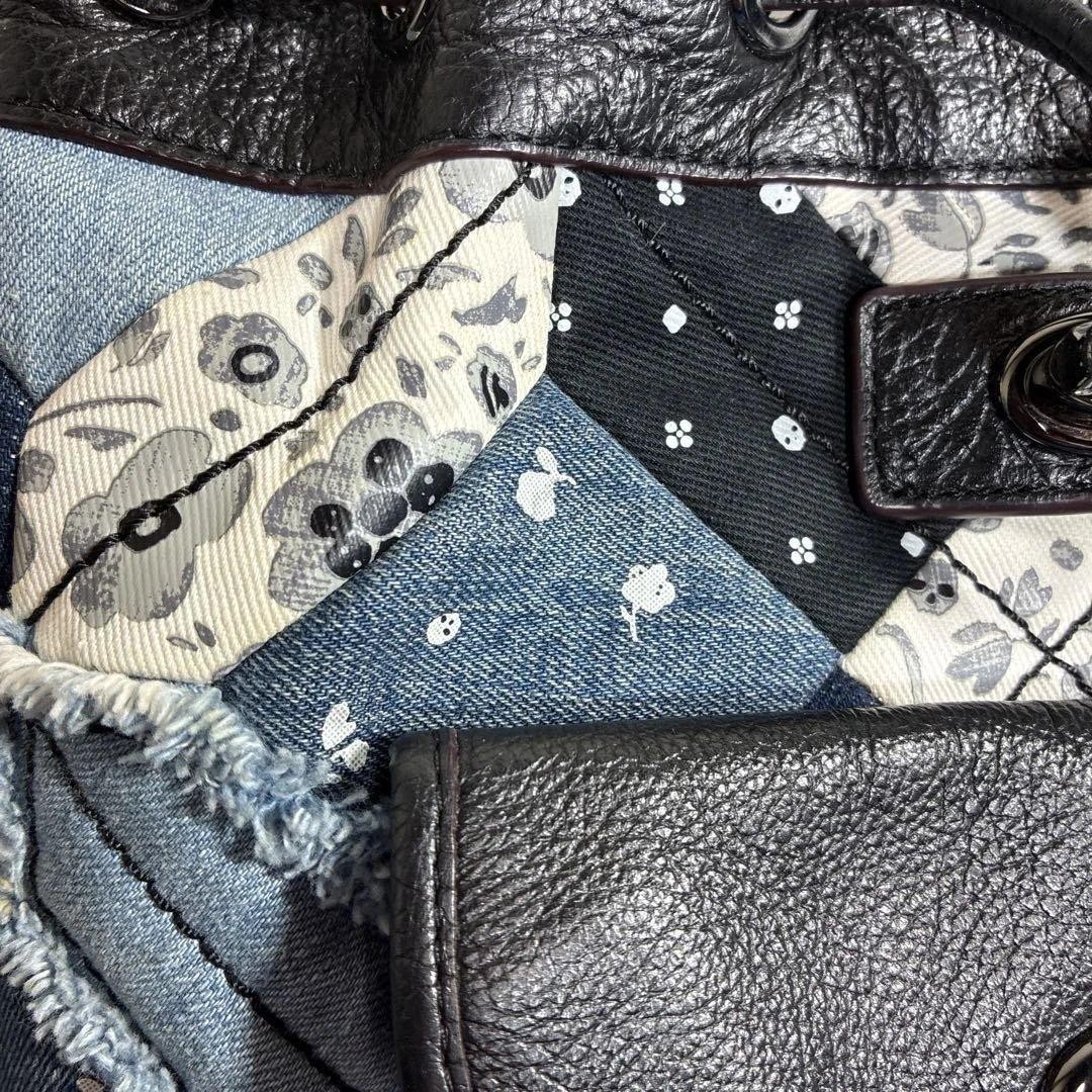 Coach patchwork 37743 Backpack Leather Denim Blue… - image 14