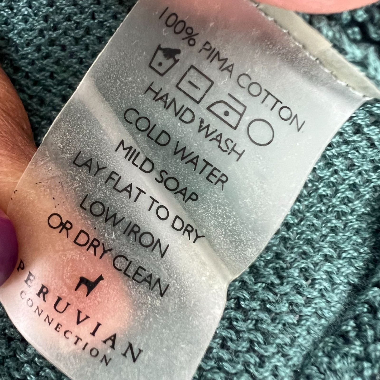 Peruvian Connection Cardigan S Green 100% Pima Co… - image 4