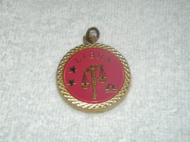 Libra Red and Gold front side Coin Lady 1776 Gold back Side Pendant