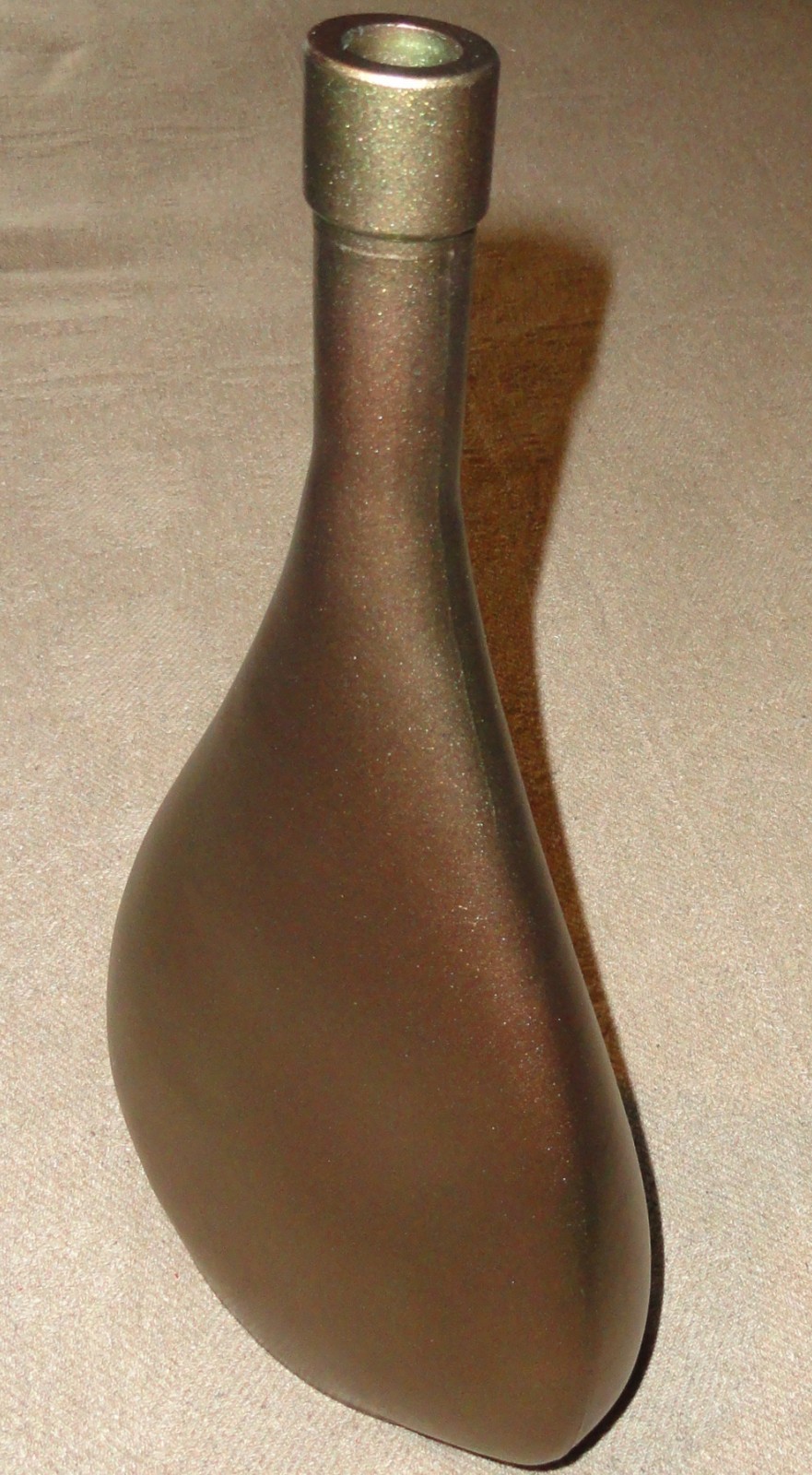 VIDRIOS SAN MIGUEL Green Glass Bronze Toned Bottle 13.5 in. Tall MCM