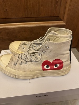 Cdg Comme Does Garçon Play Converse Chuck Taylor All Star White Men Size 7 W/Box