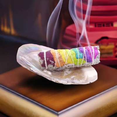7 Chakra Rosen Salbei Räucherbündel - Energetische Reinigung und Chakra-Balanc