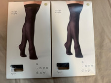 Lot Of 2  A New Day  Thigh Highs  Chevron Pattern Ebony Black  Size M/L